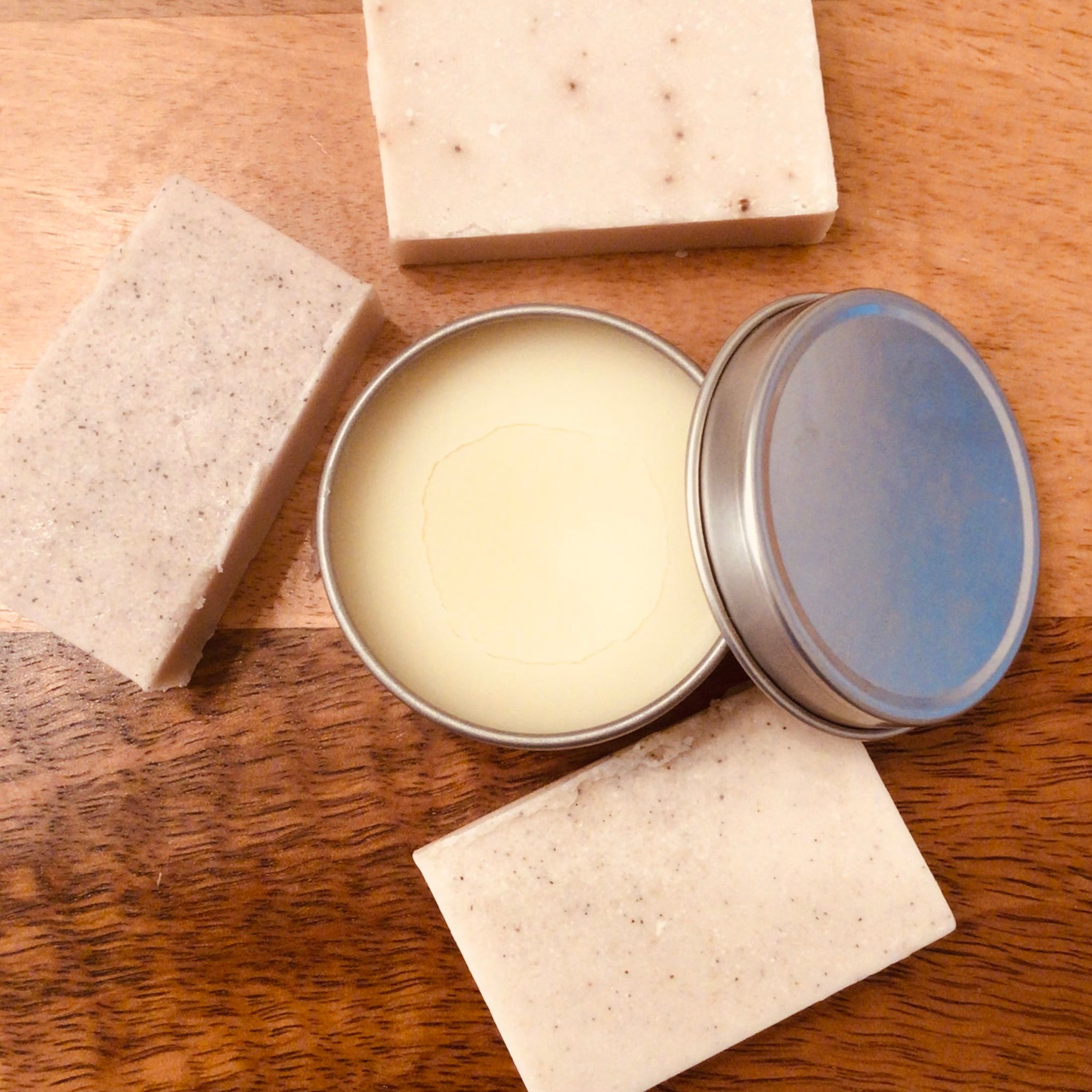 Mechanics Bar nuggets and Hand & Skin Armor tin on warm wood surface - Handcrafted Soaps by SynEb Flash Sale
