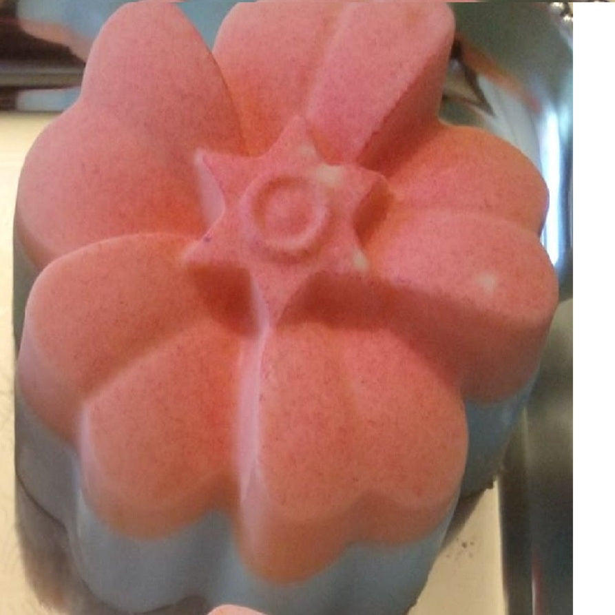 6 broad rounded petals with a distinctive star-shaped open center detail