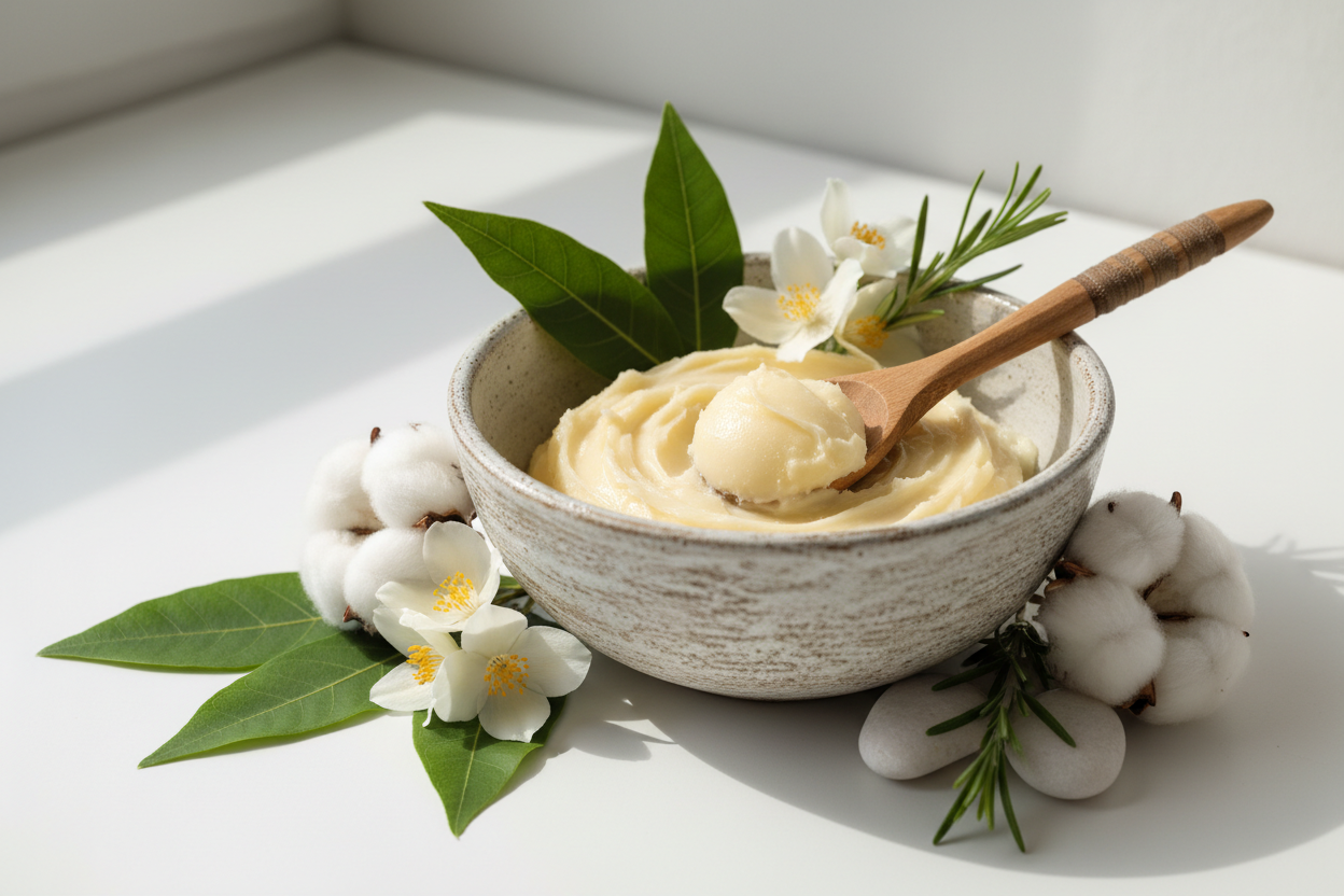 Rich shea butter base used in Handcrafted Soaps by SynEb Dry Skin Recovery Balm