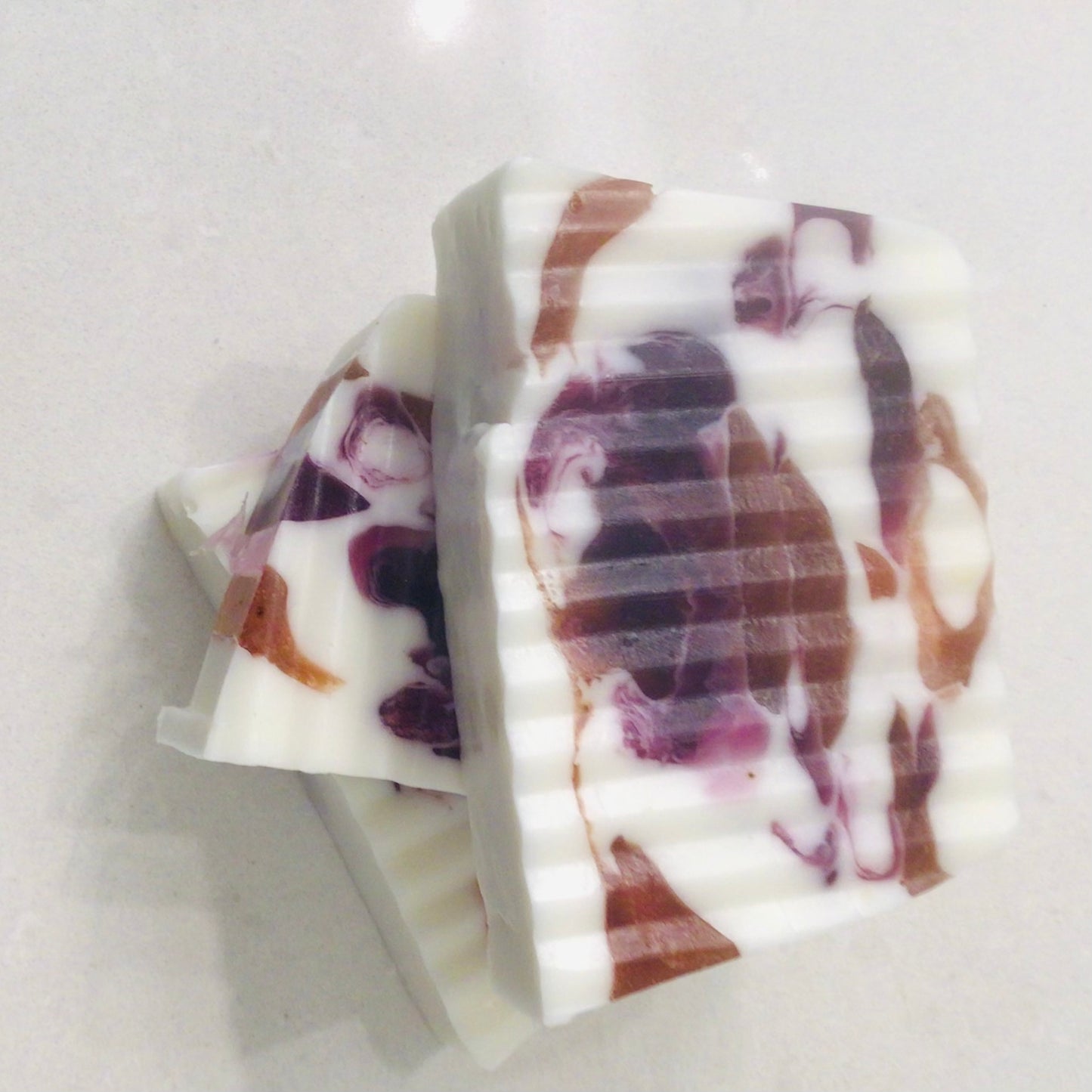 Goats Milk Cream Facial Bar top view showing colorful swirl pattern - handcrafted bar soap