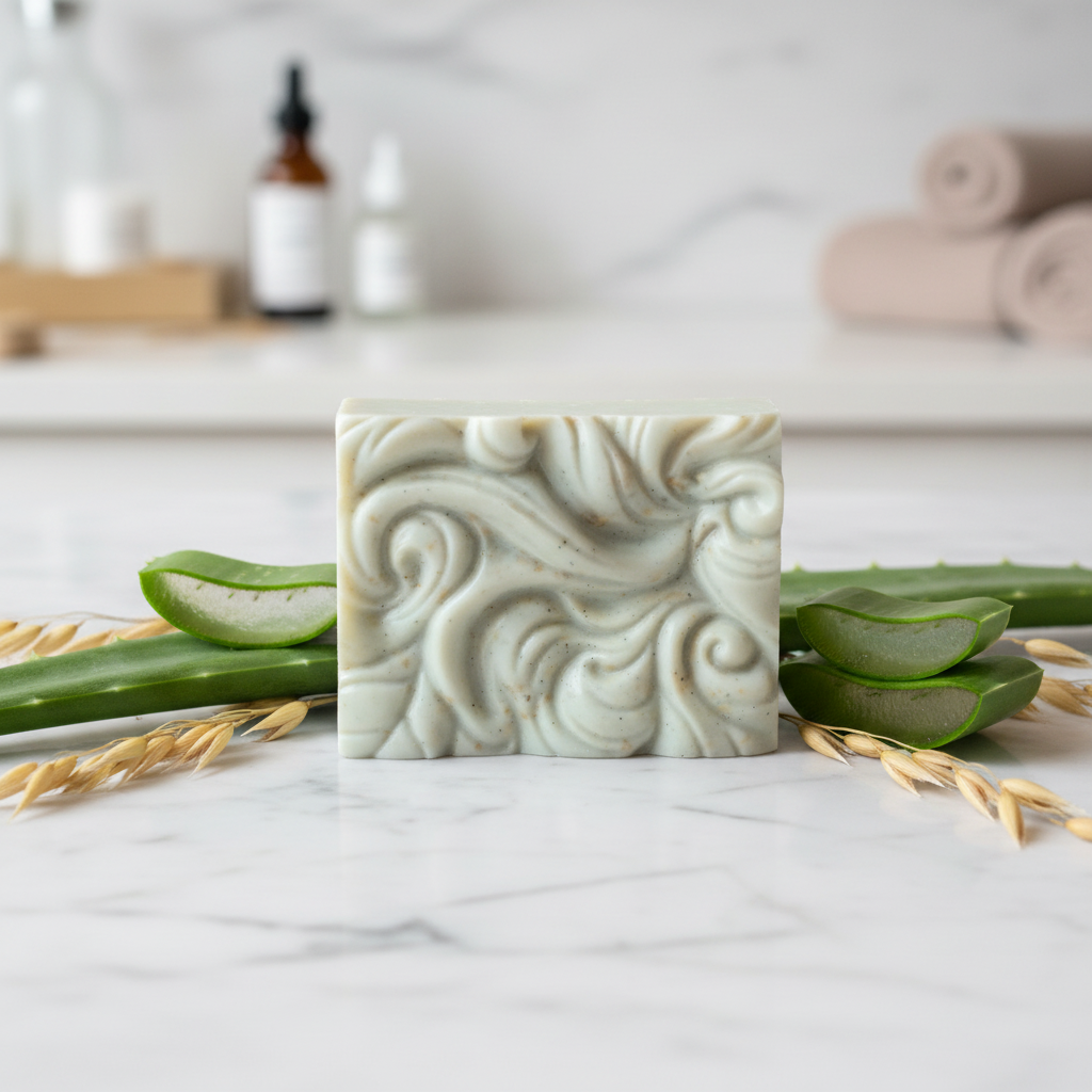 White marble with aloe and oats