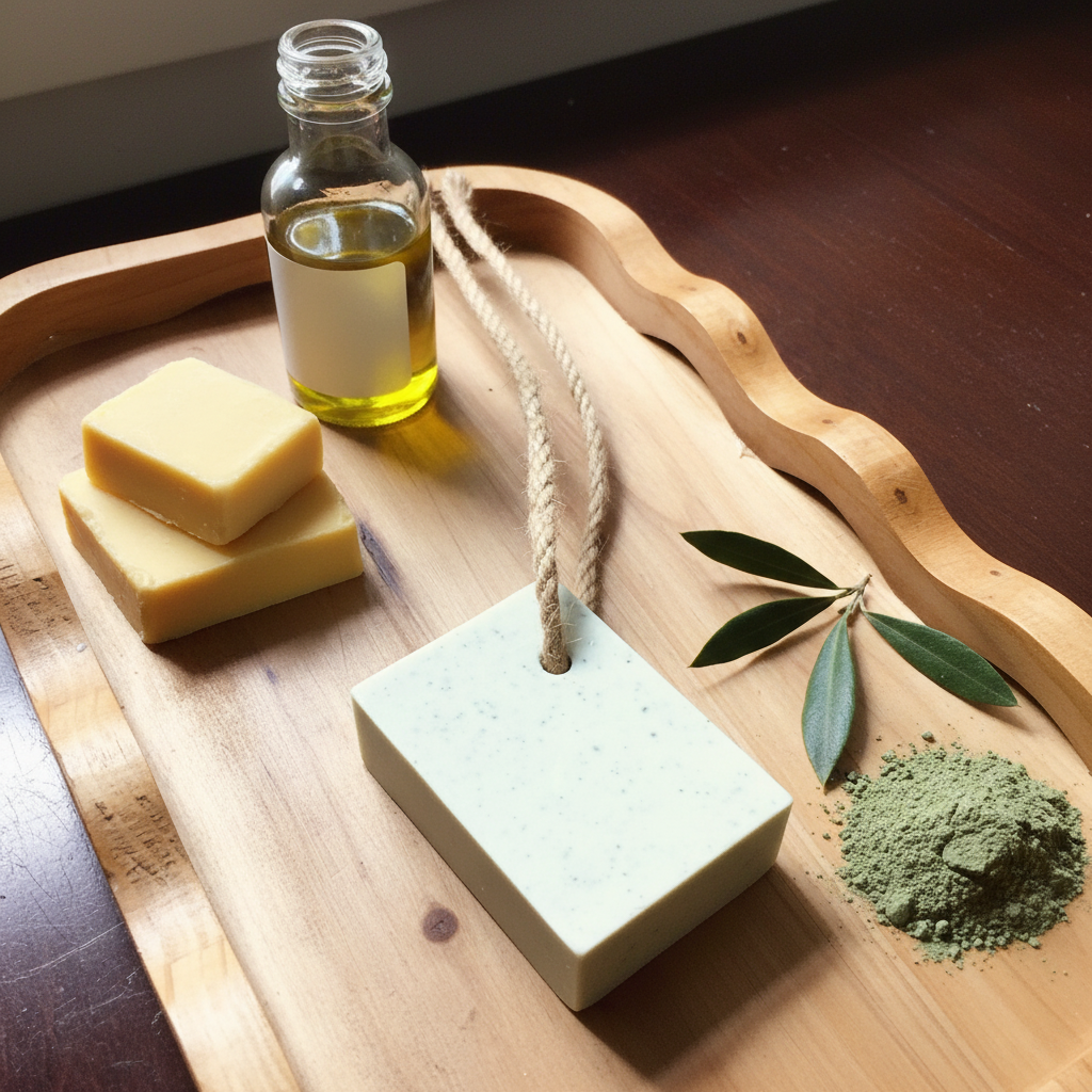 With cocoa butter, olive oil, clay